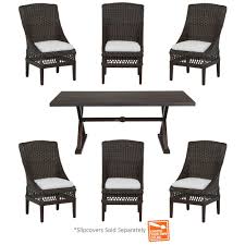 Maybe you would like to learn more about one of these? Hampton Bay Woodbury 7 Piece Wicker Outdoor Patio Dining Set With Cushions Included Choose Your Own Color Home Depot Havenly