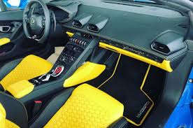 Interior Of The Lamborghini Huracan Spyder Painted In Blu Serena Photo Taken By Fahed1st On Instagr Lamborghini Huracan Spyder Car Seats Lamborghini Huracan