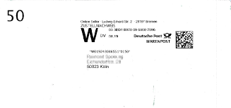 Ich habe in der corona zeit eine warenpost in die usa verschickt. File Postsendung Via Deutsche Post Warenpost Mit Zustellnachweis 2019 Jpg Wikimedia Commons