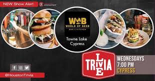 Porch swing pub is serious about its . Live Trivia Nights At World Of Beer Cypress World Of Beer Houston Towne Lake Cypress 19 May 2021