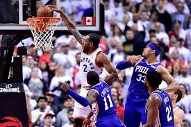 Kawhi leonard (la clippers) with a dunk vs the toronto raptors, 05/04/2021. Leonard Dunks Ibaka Bleeds For Raptors In Lopsided Playoff Win Over 76ers Guelph News