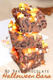 No Bake Chocolate Halloween Bars Recipe Recipe Halloween Food Treats Desserts Food