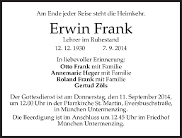 Traueranzeigen von Erwin Frank