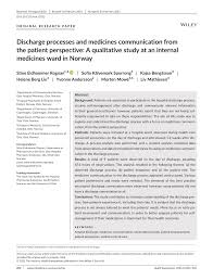 PDF) Discharge processes and medicines communication from the patient  perspective: A qualitative study at an internal medicines ward in Norway