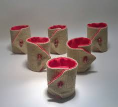 Lot De 6 Ronds De Serviette En Toile De Jute Et Tissu Rouge Cuisine Et Service De Tab Rond De Serviette Serviette De Table Tissu Ronds De Serviette Noel