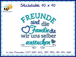 Stickdatei Spruch Freunde Sind Familie 10x10 Binimey