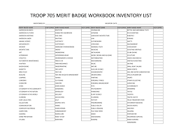Well you're in luck, because here they come. Merit Badge Workbook Inventory