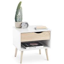 White trend bedside side table shelf modern chest of drawers nightstand bedroom. Rhamnus Wooden Nightstand Table With 1 Storage Drawer And Shelf White Decornation