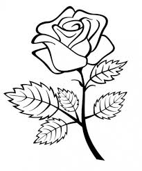 Scarica Gratis Fiore Di Rosa Con Ramo E Foglie Rose Coloring Pages Flower Coloring Pages Flower Sketch Images
