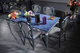 4 seater dining sets include stylish dining tables and chairs that will transform your home! Casa Padrino Luxury Baroque Dining Room Set Blue Gray Silver Dining Table And 4 Dining Chairs Baroque Dining Room Furniture