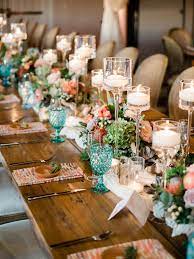 Colorful Boho Inspired Arizona Destination Wedding Destination Wedding Decor Wedding Reception Table Decorations Silver Wedding Decorations