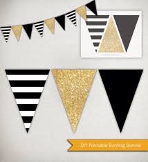 Black And White Pennant Banner Png Instant Download Sparkle Banner Printable Triangle Bunting Black White Gold Diy Printable Modern Cool Party Stripes Sparkle Shower Black Gold Party Gold Party Gold Diy