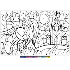 Uitdagende plaatjes met veel details, maar ook simpele afbeeldingen. Leuk Voor Kids Eenhoorn Bij Een Kasteel