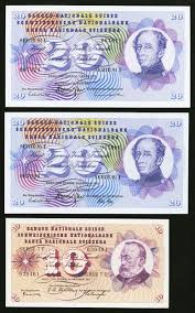 Switzerland Banque Nationale Suisse 10 Franken 20 10 1955 Pick 45b Choice Cu 20 Franken 24 1 1972 Pick 46t Xf 20 Franken 7 3 1973 Pi Switzerland World Stamp