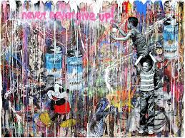 Mr Brainwash Never Never Give Up 2016 Pop Art Painting Pop Art Graffiti Art