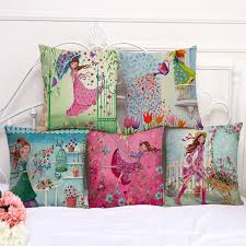 Ucuz Iskandinav Kiz Cicek Yastik Kapaklari Koltuk Dekoratif Bel Yastik Kapak Vintage Atin Yastik Kilifi Araba Housse De Coussin Pc Kirlent Minder