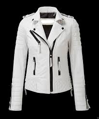New White Leather Jacket Women Quilted Biker Motorcycle Slim Fit All Size Coats Jackets White Leather Jacket Leather Jackets Women Real Leather Jacket
