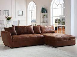 Ecksofa Schlafsofa Stoff Vintage Look Romane Braun Ecke Rechts Ecksofa Wohnung Kuche Dekoration Boho Wohnzimmer