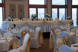 Champagne Wedding Gold Wedding Head Table Decor Gold Chair Sashes Reception Decor Risers For Head Table Tul Head Table Decor Table Decorations Gold Chair