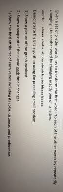 Because english spelling varies significantly depending on multiple factors. Given A Set Of 5 Letter Words Try To Transform Th Chegg Com