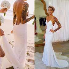 Lilly pulitzer melody maxi dress via. 2020 Boho Mermaid Backless Beach Wedding Dresses Spaghetti Straps Sleeveless Romantic Lace Open Back Bridal Gowns Sweep Train Wedding Dresses Aliexpress