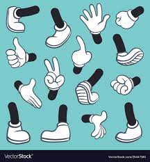 Cartoon Legs Hands Leg In Boots And Gloved Hand Pointing Ok Gestures Parts Body Comic Feet In Shoes Different Poses Cartoon Legs Cartoon Body Cartoon Design