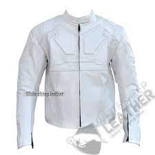 Men Handmade White Tom Cruise Oblivion Movie Motorcycle Leather Jacket Handmade Motorcycle