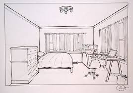 Objective Create A One Point Perspective Drawing Of Your Bedroom That Demonstrates Your Understan Perspective Room One Point Perspective Room Bedroom Drawing Based on the shape of the placeholder rectangular prism (3d rectangle) draw the bed. perspective room