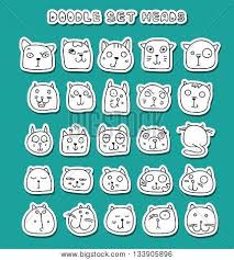 The characters were drawn as humans but with fox ears and fox tails. Set Cute Doodle Cats Vector Photo Free Trial Bigstock