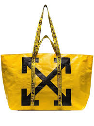Black And Yellow Totes Off White Diagonal Arrows Logo Print Tote Farfetch In 2020 Print Tote Tote Orange Backpacks