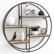 Les étagères déco habillent les murs de vos chaque pièce : Gadgy Etagere Murale Design L Avec 4 Etageres L Etagere Industrielle Ronde L Bois 100 Naturel Et M Etagere Murale Design Decoration Etageres Etageres Murales