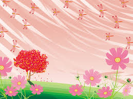 フリーイラスト 赤とんぼとコスモスの花の背景 紅葉 壁画 イラスト 壁画