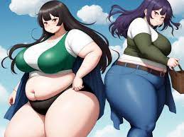 1080p image size: fat anime women,big thigh,fat ass,big belly,fart