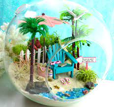 Beach Terrarium Kit 8 Air Plant Terrarium Kits Beach Umbrella Adirondack Chair Seagull Butterfly Coastal Beach Decor Gift Terrariums Kits Beach Terrarium Air Plant Terrarium