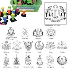 Hitam, putih dan kuning = perak; Cop Jata Lambang 16 Pcs Its Educational Supplies Sdn Bhd