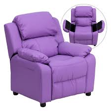 Flash Furniture Deluxe Heavily Padded Vinyl Kids Recliner With Storage Arms Lavender Kids Recliners Storage Chair Purple Furniture