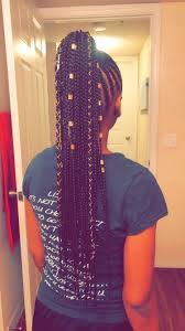 Small Feed In Braids Into A Ponytail That I Did On My Little Sister Natural Hair Styles Braids For Black Hair Cornrow Hairstyles