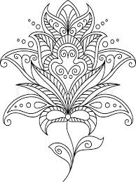 Black And White Flower Outline Images Stock Vector Of Intricate Dainty Black And White Floral Motif Design Element With The Outline Of A Beautiful F Vector Illustration Design Element Motif Design