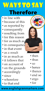26 Saying Therefore Phrases In English In Line With Because Of This As Reported By Consequently Resulting In 2020 Teach Me English Learn English Words English Phrases