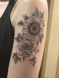 Forearm sunflowers and roses tattoo. Sunflower Rose Tattoo Arm Tattoo Rose Tattoos On Wrist Rose Tattoo On Arm Sunflower Tattoo Sleeve