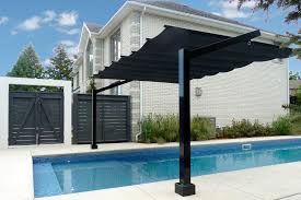 Homeowners Can Now Enjoy The Shade Without Having To Leave The Pool They Also Have Added Uv Protection Wit Pool Shade Outdoor Renovation Backyard Renovations