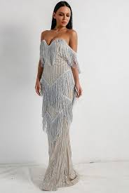 Scarlett Silver Fringe Gown Something She Likes Fringe Clothing Gowns Beautiful Gowns