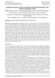 All credits offered are expressed in term hours. Unsteady Boundary Layer Flow Of Sphere Filled With Nanofluid In The Present Of Magnetic Fields Scientific Net