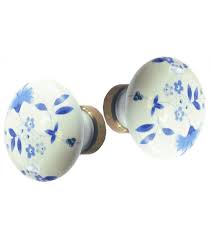 Bouton Double Delph Rond En Porcelaine Decoration Bleu 1001poignees Votre Specialiste De La Poignee De Porte Poignee De Porte Porcelaine Bouton De Porte Porcelaine Poignee De Porte