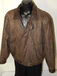Vintage Peter England Men S Brown Distressed Leather Etsy Distressed Leather Biker Coat Flight Jacket