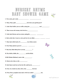 Baby shower games can make or break your party. Baby Shower Games Nursery Rhyme Free Baby Shower Games Printable Baby Shower Games Free Printable Baby Shower Games