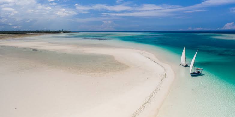 Tropical coast and turquoise water around Pemba Island, Tanzania