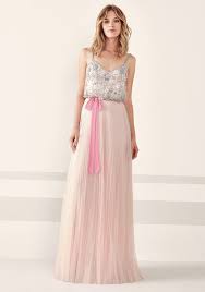 Pronovias 2019 A V Neck Column Cocktail Dress With A Blouson Style Bodice Adorned With Sparkl Cocktail Bridesmaid Dresses Evening Dresses Long Cocktail Dress