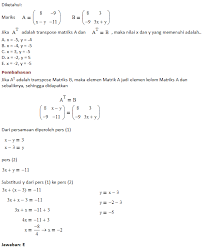 Contoh Soal Matematika Matriks Mata Pelajaran