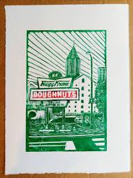 I don't know how they do it, but their doughnuts are little pieces of heaven. I Made A Linocut Inspired By The Iconic Krispy Kreme Sign On Ponce De Leon Avenue In Atlanta Georgia